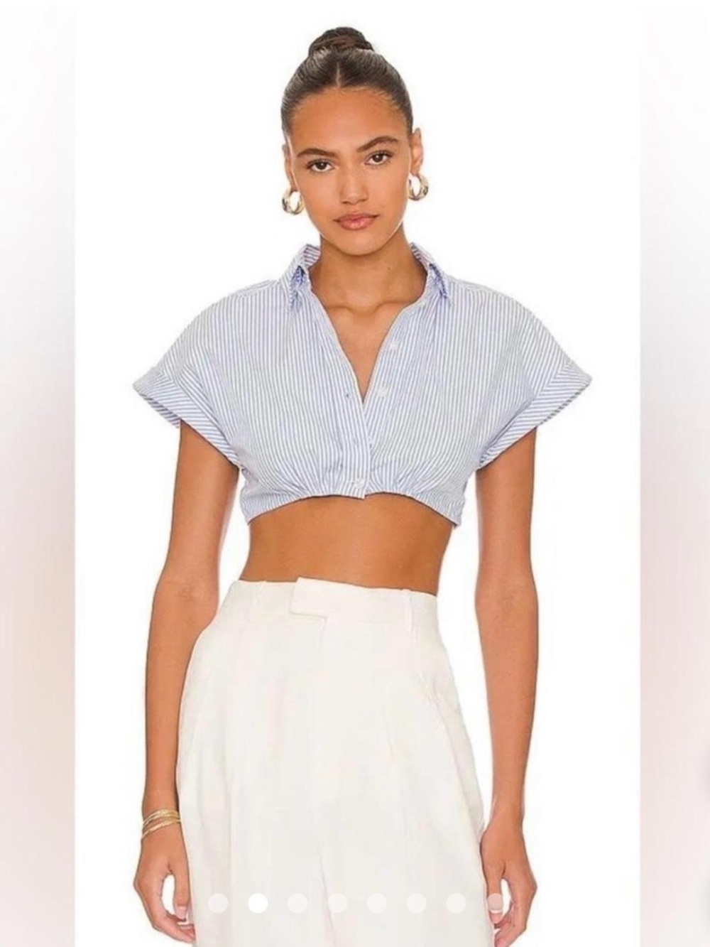 L'Academie Women's Blue and White Crop-top, Size XS